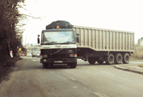 Illustration for the theory test question: What should you do if you see this lorry?