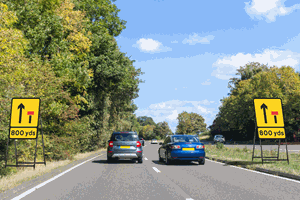 Illustration for the theory test question: What would you expect to happen here?