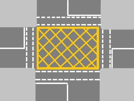 Illustration for the theory test question: When is it permitted to enter a box junction?
